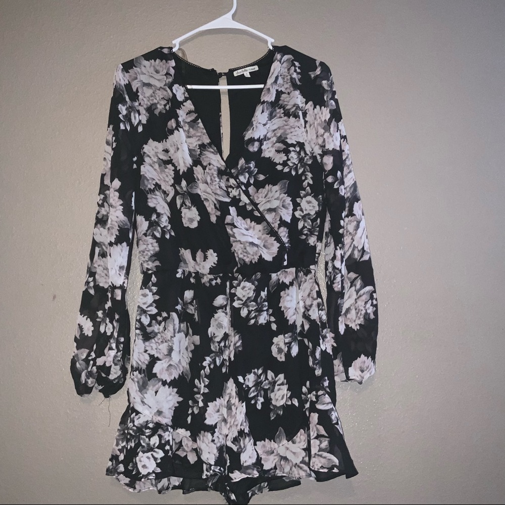 Charlotte Russe Long Sleeve Floral Romper